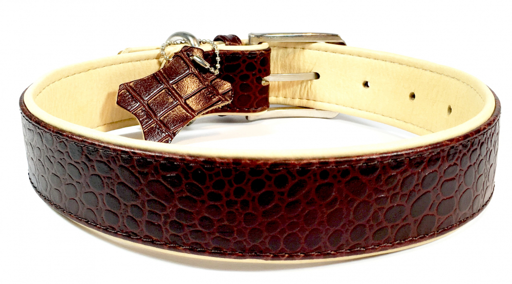 CROCO Collar dark red/beige